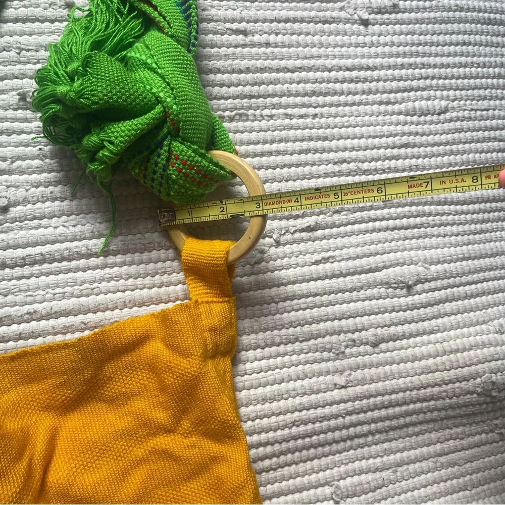 Wayuu Mochila Bag Handmade Boho Crossbody Yellow Woven Strap Artisan